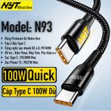  Cáp Sạc Nhanh Type C PD 100W Dù Nhôm Đen Cao Cấp NYT N93 