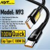  Cáp Sạc Nhanh Type C PD 100W Dù Nhôm Đen Cao Cấp NYT N93 