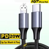  Dây Sạc Nhanh 20W PD Đầu Hợp Kim Bọc Dù Sang Trọng - Dùng Cho Phone 6-14 Bảo Hành 12T Đổi Mới 