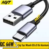  Dây Sạc Type C Dài 0.25-3M, Công Nghệ Sạc Nhanh Quick Charge NYT USC101 BH 12T Đổi Mới 