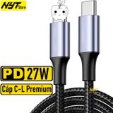  Dây Sạc Nhanh 20W PD Đầu Hợp Kim Bọc Dù Sang Trọng - Dùng Cho Phone 6-14 Bảo Hành 12T Đổi Mới 