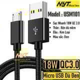  Dây Sạc Android Micro USB 0.25M - 2M, Công Nghệ Sạc Nhanh QC 3.0 3A 5V USM101 - BH 12T Chính Hãng 