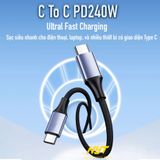  Cáp Sạc Type C 100W Siêu Nhanh Cho Điện Thoại, Máy Tính ID Tech USC104 BH 12T Đổi Mới 