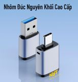  Đầu chuyển đổi USB sang Type C 3.0 Vỏ Nhôm Nguyên Khối Cao Cấp, Truyền Dữ Liệu Tốc Độ Cao Ổn Định 