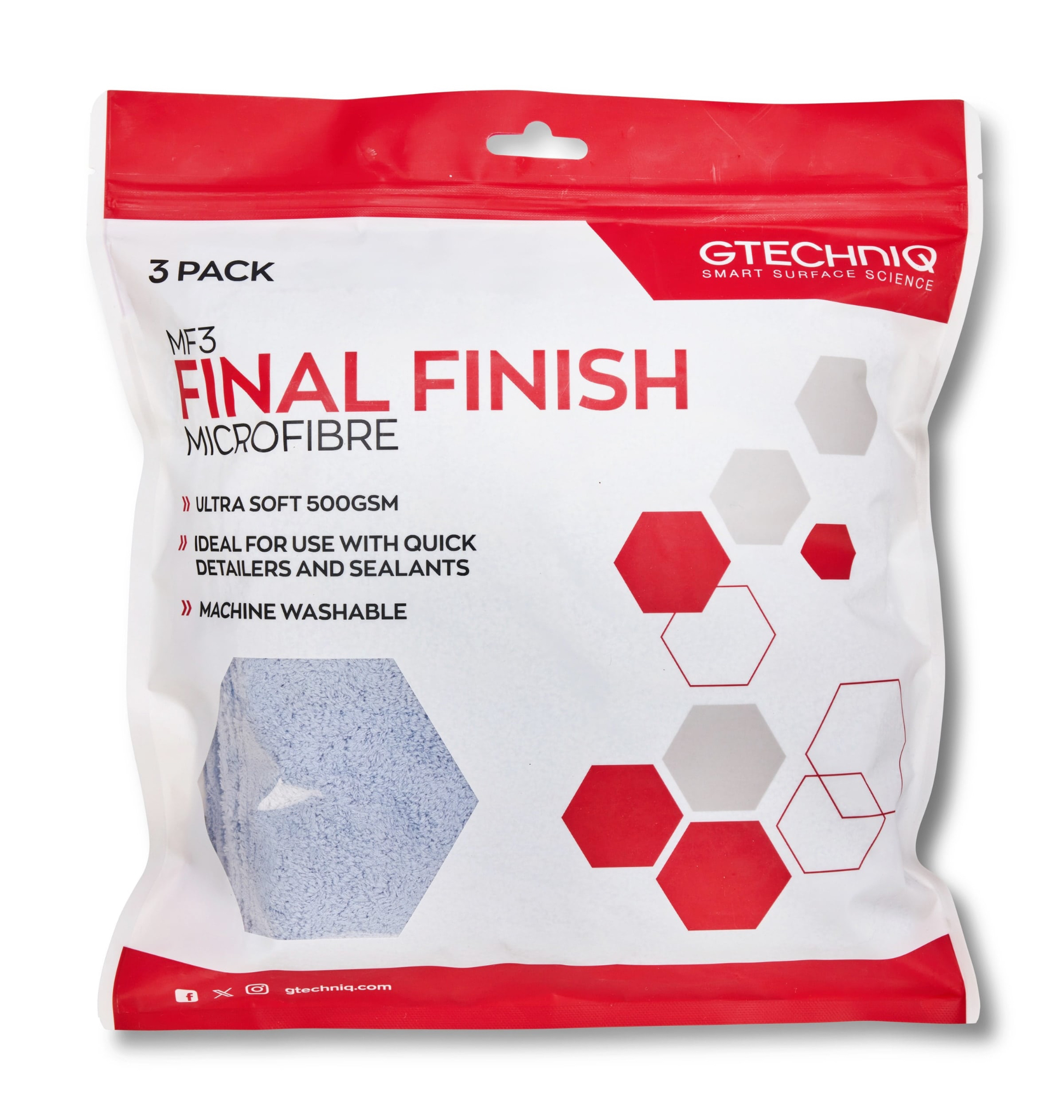  Khăn Siêu Mềm Sợi Microfibre - Gtechniq - MF3 Final Finish Microfibre 40cm x 40cm (Bịch 3 cái) 