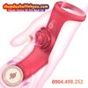 Bao Đeo Ngón Tay Hoa Hồng Rung Kép Thiết Kế Dương Vật Giả