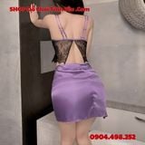 Bộ Váy Tím Ôm Sát Thiết Kế Cổ Chữ V Sâu Khoe Bầu Ngực Ngon 