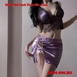  Bộ Váy Tím Ôm Sát Thiết Kế Cổ Chữ V Sâu Khoe Bầu Ngực Ngon 