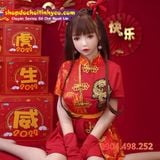  Búp bê tình dục Trung Quốc truyền thống xường xám ngắn màu đỏ 