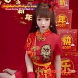  Búp bê tình dục Trung Quốc truyền thống xường xám ngắn màu đỏ 