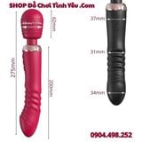  Chày Rung 2 Đầu Có Hạt Nổi Kích Thích Kèm Chế Độ Thụt Sâu 