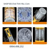  Cốc Thủ Dâm Tự Động Trong Suốt Rung Xoay Co Giãn Kích Thích 