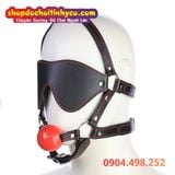  Dây Đai Đeo Đầu Bịt Mắt Kèm Quả Bóng Ép Buộc Miệng Ngậm SM 