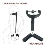  Dây Trói SM Còng Tay Phía Sau Kèm Vòng Cổ Có Bóng Ngậm Miệng 