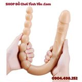  Dương Vật Giả 2 Đầu Có Đuôi Hạt Nhét Hậu Môn Kích Thích Kép 