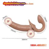  Dương Vật Giả 2 Đầu Rung Thụt Thiết Kế Uốn Cong Đeo Cho Les 