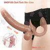 Dương Vật Giả 2 Đầu Rung Thụt Thiết Kế Uốn Cong Đeo Cho Les