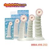  Dương vật giả màu trắng hít tường gân xoắn gợn sóng mềm mại 