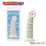  Dương vật giả màu trắng hít tường gân xoắn gợn sóng mềm mại 