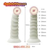  Dương vật giả màu trắng hít tường gân xoắn gợn sóng mềm mại 