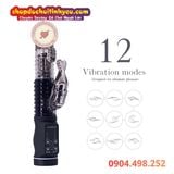  Dương vật giả rung thụt xoay 360 độ đính hạt đuôi cá phụ 