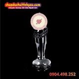  Dương vật giả thủy tinh pha lê trong suốt quấn gai mềm Unisex 