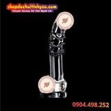  Dương vật giả thủy tinh pha lê trong suốt quấn gai mềm Unisex 