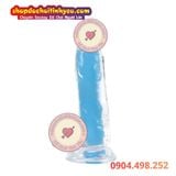  Dương vật giả trong suốt phát sáng pha lê có bìu dán tường 