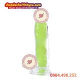  Dương vật giả trong suốt phát sáng pha lê có bìu dán tường 