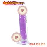 Dương vật giả trong suốt phát sáng pha lê có bìu dán tường 