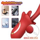  Máy Lưỡi Liếm Kết Hợp Que Rung Móc Massage Điểm G Âm Đạo 