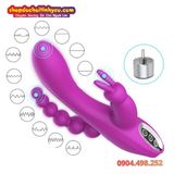  Máy Rung Ba Điểm Có Đầu Phụ Tai Thỏ Kèm Chuỗi Hạt Nhét Lỗ Nhị 