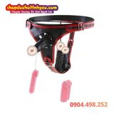  Quần Dây Da 3 Đầu Dương Vật Tháo Rời Có Rung Cực Mạnh Unisex 