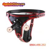  Quần Dây Da 3 Đầu Dương Vật Tháo Rời Có Rung Cực Mạnh Unisex 