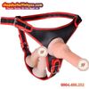 Quần Dây Da 3 Đầu Dương Vật Tháo Rời Có Rung Cực Mạnh Unisex