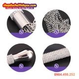  Roi Xích Bạo Dâm Dạng Kim Loại Mạ Điện Có Tay Cầm Đính Đá 