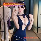  Váy Mỏng Cosplay Nữ Tiếp Viên Hàng Không Lộ Lưng Hở Cặp Ngực 