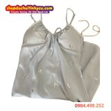  Váy Ngủ Lụa Dây Mát Mẻ Cổ Chữ V Có Họa Tiết Bướm Quyến Rũ 