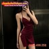 Váy Ngủ Lụa Ôm Dáng Khoét Lỗ Xẻ Tà Phơi Trọn Lưng Trần Sexy