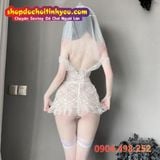  Váy Ngủ Ren Mỏng Cosplay Cô Dâu Thiết Kế Trễ Vai Hở Lưng Sexy 