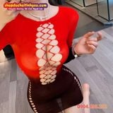  Váy Ôm Body Xuyên Thấu Thiết Kế Đan Chéo Hở Ngực Nóng Bỏng 
