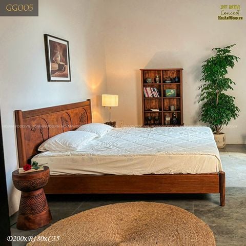 Giường gỗ phong cách rustic