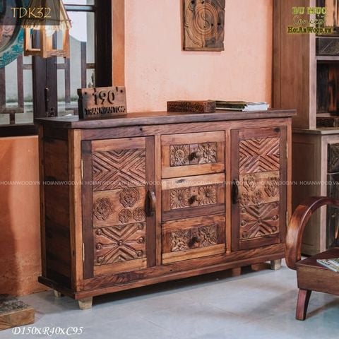 Tủ gỗ tàu thuyền điêu khắc đương đại