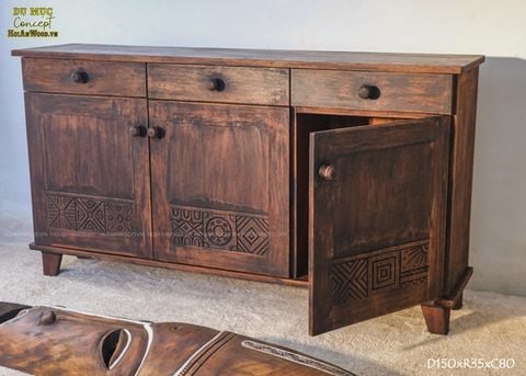 Tủ gỗ decor dáng lì, trơn, phẳng