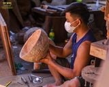 Bát gỗ tròn điêu khắc/chậu gỗ/chậu lavabo