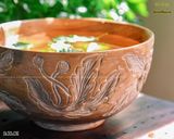 Bát gỗ tròn điêu khắc/chậu gỗ/chậu lavabo