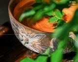 Bát gỗ tròn điêu khắc/chậu gỗ/chậu lavabo