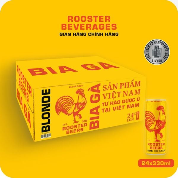  [Tặng 1 áo mưa] Rooster Beers Blonde - Thùng 24 Lon Cao Sleek (330ml) 