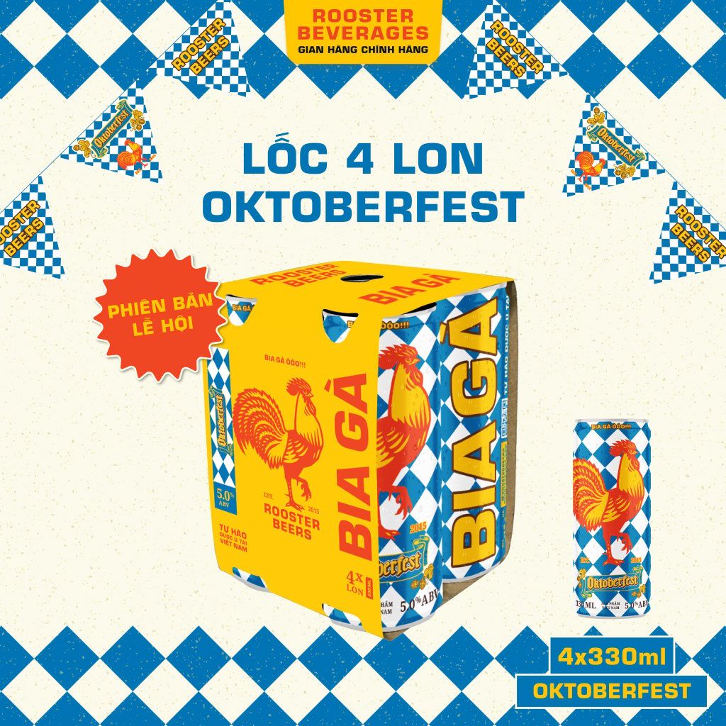  Bia Oktoberfest Helles lốc 4 lon x 330ml - Rooster Beers 