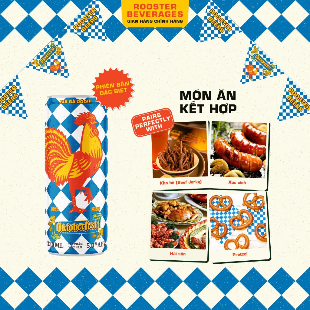  Bia Oktoberfest Helles thùng 12 Lon x 330ml - Rooster Beers 